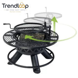 OUTDOOR FIREPIT BBQ GRILL WITH ROTATING COOKING GRATE