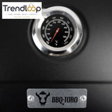 CHARCOAL BBQ GRILL TROLLEY WITH ADJUSTABLE COAL TRAY & THERMOMETER