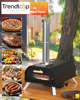 PORTABLE WOOD CHARCOAL FIRED PIZZA OVEN BLACK ENAMEL OUTDOOR BBQ OVEN FOR GARDEN CAMPING