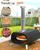 PORTABLE WOOD CHARCOAL FIRED PIZZA OVEN BLACK ENAMEL OUTDOOR BBQ OVEN FOR GARDEN CAMPING