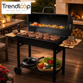CHARCOAL DRUM BBQ GRILL WITH SIDE TABLES & WHEELS