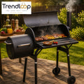 2 IN 1 BBQ SMOKER CHARCOAL GRILL ROASTER PORTABLE OUTDOOR BARBECUE FOR CAMPING GARDEN