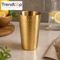GOLDLUXA GOLDEN HAMMERED GLASS PREMIUM STAINLESS STEEL DRINKING TUMBLER 450 ML