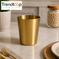 GOLDLUXA GOLDEN DOUBLE PLAIN GLASS PREMIUM STAINLESS STEEL DOUBLE WALL DRINKING TUMBLER 450 ML
