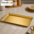 GOLDLUXA GOLDEN RECTANGLE SERVING TRAY PREMIUM METAL DINING & DISPLAY TRAY 40 X 24 CM
