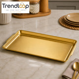 GOLDLUXA GOLDEN RECTANGLE SERVING TRAY PREMIUM METAL DINING & DISPLAY TRAY 40 X 24 CM