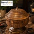 WOODLY SHEESHAM WOOD HOT POT SERVING BOWL WITH STAINLESS STEEL INNER