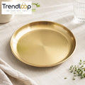 GOLDLUXA PREMIUM ROUND GOLD METAL SERVING TRAY – HIGH GLOSS LUXURY FINISH MULTIPURPOSE DINING & DECOR TRAY 55 CM