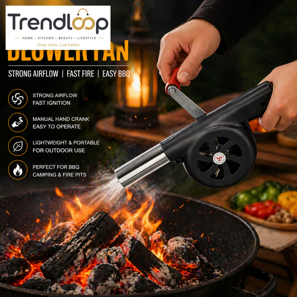 MANUAL BARBECUE BLOWER BBQ FAN FOR OUTDOOR CAMPING & PARTY