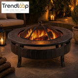 PREMIUM OUTDOOR CAST IRON FIRE PIT BBQ GRILL ROUND FIRE BOWL
