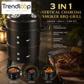 3-IN-1 VERTICAL CHARCOAL SMOKER BBQ GRILL 16 INCH SEPARABLE COMBO