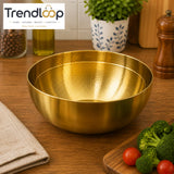 GOLDLUXA GOLDEN GRAVY BOWL PREMIUM STAINLESS STEEL SERVING BOWL KITCHEN DINING SERVEWARE 25 CM