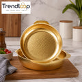 GOLDLUXA GOLDEN TEXTURED SERVING & DECORATIVE BOWL PREMIUM STAINLESS STEEL ELEGANT DINING CENTERPIECE 24 CM