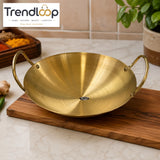 GOLDLUXA CHINA GOLDEN CHEF WOK STAINLESS STEEL DOUBLE HANDLE MULTIPURPOSE COOKING PAN 26 CM