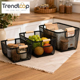 METAL STORAGE ORGANIZER BASKET SET WITH HANDLES