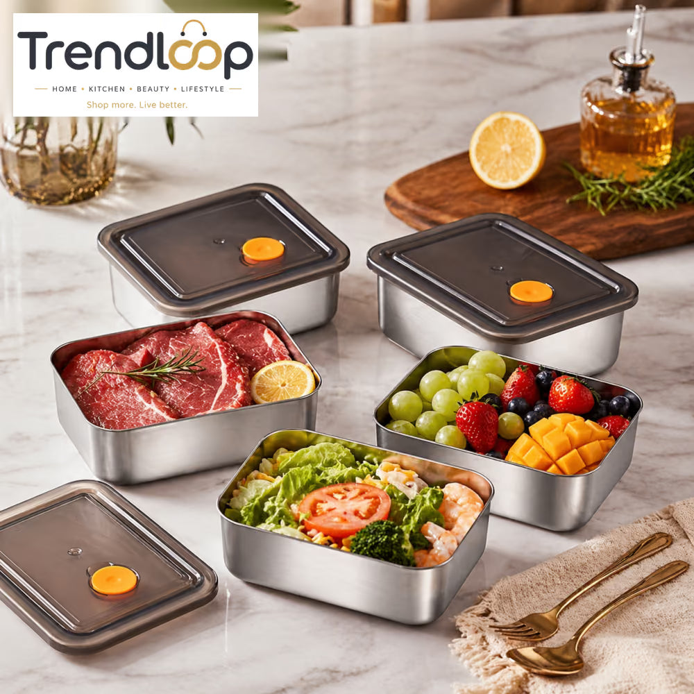 PREMIUM STAINLESS STEEL AIRTIGHT FOOD CONTAINER SET 4 PIECES