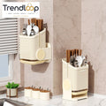 WALL-MOUNTED ROTATING CUTLERY HOLDER WITH DRAIN BASKET