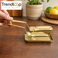 GOLDLUXA GOLDEN TONG #9660-T STAINLESS STEEL SERVING KITCHEN TONG ELEGANT FOOD PLATING TOOL 9 INCH