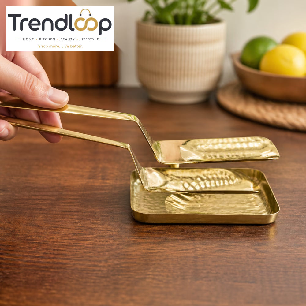 GOLDLUXA GOLDEN TONG #9660-T STAINLESS STEEL SERVING KITCHEN TONG ELEGANT FOOD PLATING TOOL 9 INCH