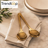 GOLDLUXA WINSOR GRAVY SERVING GOLDEN 2 PCS STAINLESS STEEL LADLE SET PREMIUM FINISH 7.5 INCH