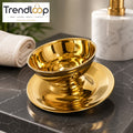 GOLDLUXA GOLDEN SOUP BOWL DEEP STYLE WITH SPOON STAINLESS STEEL PREMIUM DINING TABLEWARE SET 500ML 12CM