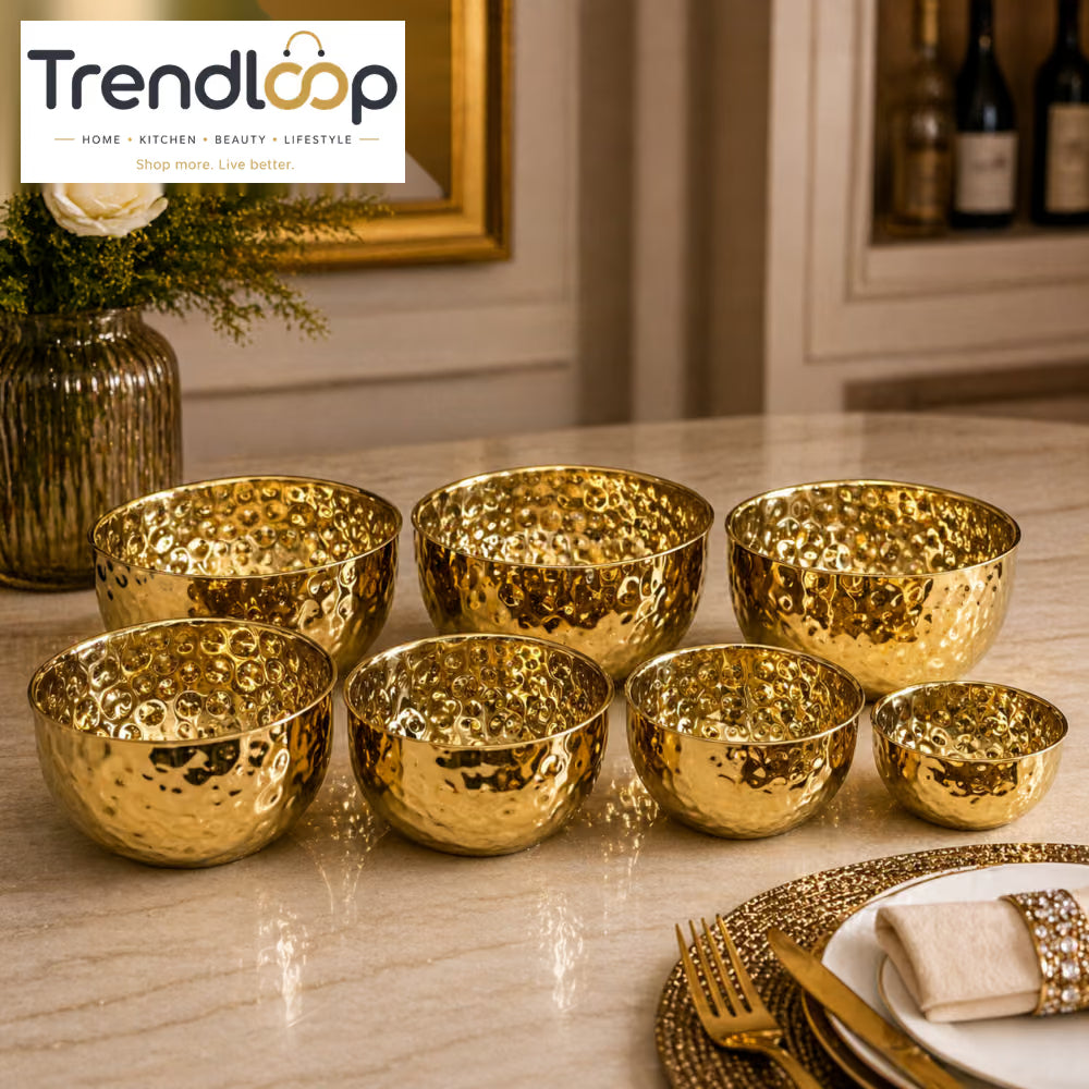 GOLDLUXA HAMMERED SERVING BOWL SET 7 PIECES