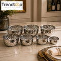 HAMMERED STAINLESS STEEL SERVING BOWL SET 7 PIECES SET
