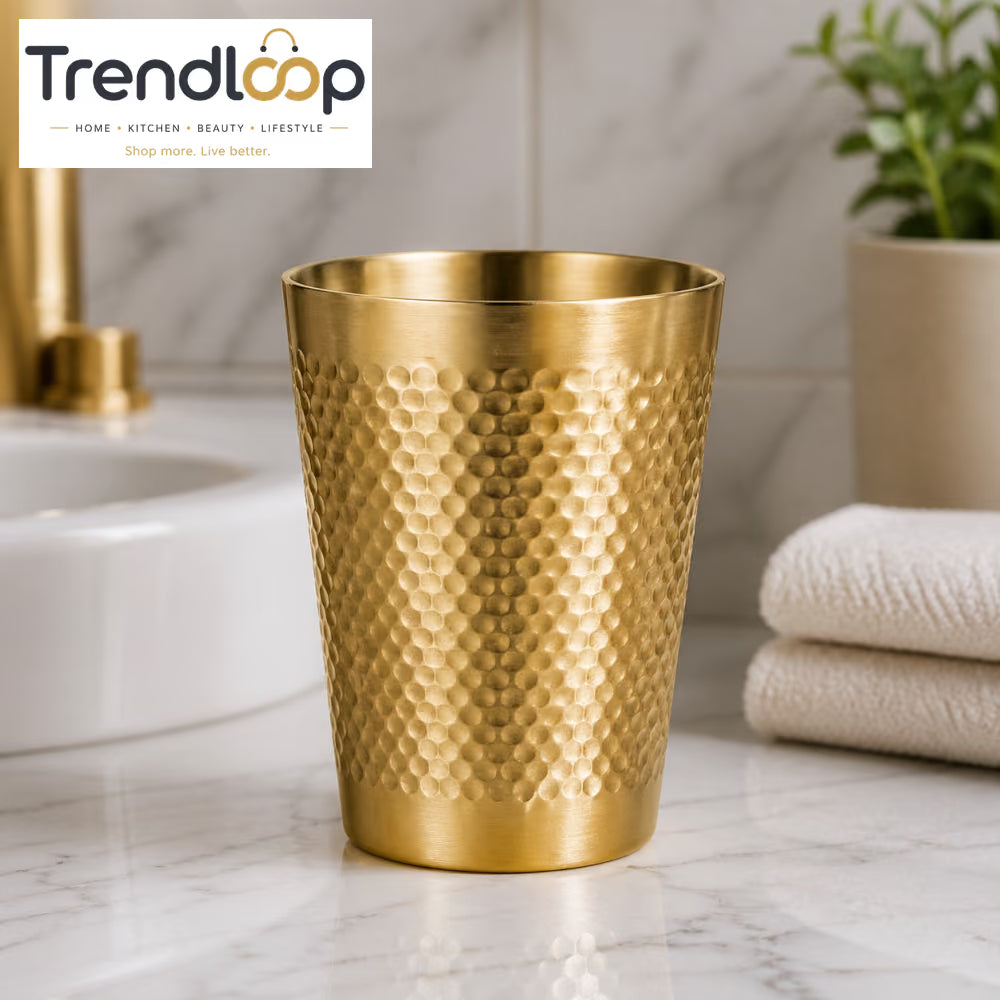 GOLDLUXA GOLDEN HAMMERED DRINKING GLASS PREMIUM METALLIC TUMBLER FOR WATER JUICE & BEVERAGES ELEGANT TEXTURED DRINKWARE 350 ML