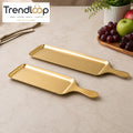 GOLDLUXA GOLDEN TRAY RECTANGULAR BBQ BAT PLATTER PREMIUM STAINLESS STEEL SERVING TRAY LUXURY KITCHEN TABLEWARE SIZE 33 CM